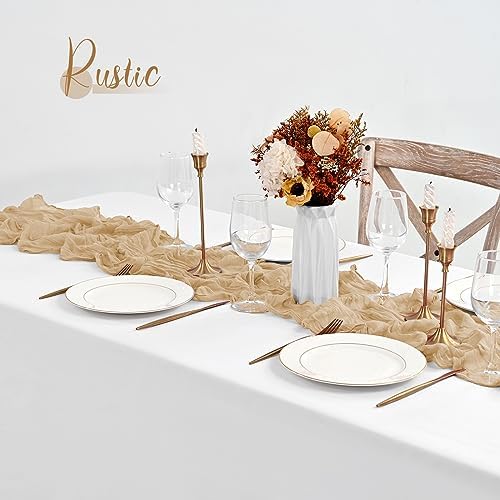 30 Pack Beige Table Runner 10Ft Cheesecloth Table Runner Boho Gauze Table Runners Romantic Long Sheer Fabric Cheese Cloth Table Runners for Wedding Party Bridal Shower - Image 7