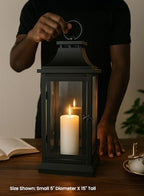 Serene Spaces Living Black Decorative Hurricane Lantern with Clear Glass Panels, Medium Indoor Outdoor Lantern for Porch, Events, Parties & Tabletop Decor, 5" Square & 15" Tall, Pack of 4 - Image 3