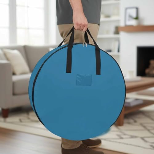 36 Inch Round Storage Bag 2 Pack,Modern Marine Ocean Pure Blue Waterproof Wreath Storage Container with Handles&Zipper Minimalist Solid Color Art Closet Organizer Bags Garland Box - Image 3
