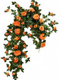 71in Artificial Rose Vine Silk Flower Garland Wedding Garden Decor(Orange) by Unknown