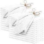 Pesonlook 24 Pcs White Cotton Linen Napkins with Fringe, 16x16 Inches by Pesonlook