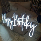 Happy Birthday LED Neon Signs Transparent Acrylic Lights Decor for Wedding Birthday Party Wall Home Bedroom Room Art Decoration with USB Light Modulator 5V - Image 2