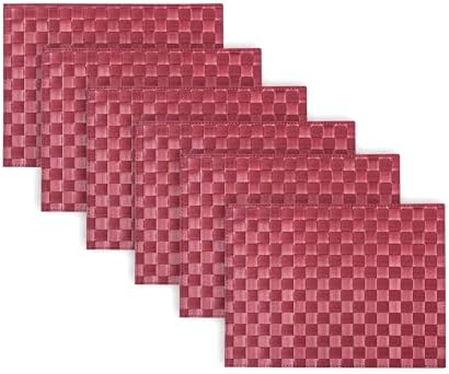 Restaurantware Rectangle Red Woven Placemat, 16 x 12 in, 6 Pack - Image 2