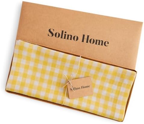 Solino Home 100% Pure Linen Table Runner Yellow, Gingham Check 14 x 108 in - Image 5