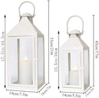 JHY DESIGN Set of 2 Cream Decorative Lanterns 17.5inch&13.5inch Metal Candle Lanterns for Indoor Outdoor Events Paritie and Weddings Vintage Style Hanging Lantern - Image 3