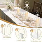 Decorative Lanterns Set of 3-19/16/13 Inch White Metal Indoor Lanterns Decorative with Flickering LED Candles, Front Entrance Decor for Farmhouse Wedding Christmas Home Decor - Image 3