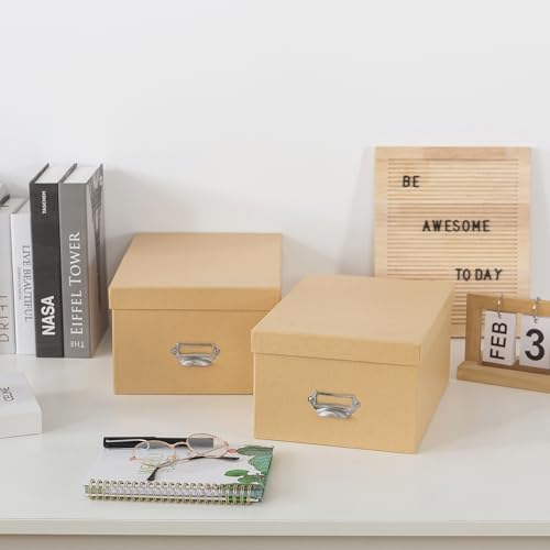 Soul & Lane - Kraft Stacking Storage Boxes with Label Holders, Set of 2 - Image 6