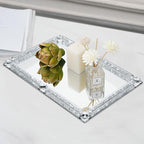Large Crystal Tray, 15.7"x11.8" Silver Rectangular Perfume Tray - Image 5