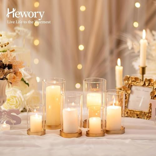 Hewory Hurricane Candle Holder for Pillar Candles: 6Pcs Gold Candle Holders - Image 4
