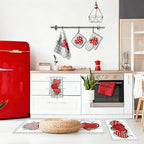 VitalCozy Set of 10 Valentine's Day Kitchen Towels Heart Kitchen Mats Oven Mitts and Pot Holders Set Absorbent Red Tea Hand Towels Valentine's Day Decorative Towel for Baking Cooking BBQ - Image 5