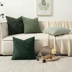 MIULEE Soft Decorative Chenille Pillow Covers Forest Green 16x16 Pack of 4 - Image 5