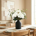 Real Touch White Faux Hydrangea And Eucalyptus Arrangement, Faux Floral Arrangements, Hyper Realistic Artificial Flowers, White Centerpieces For Kitchen Dining Coffee Table Decor (Vase Not Included) - Image 3