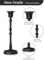 NUPTIO Black Taper Candle Holders: Set of 3 Vintage Cast Iron Candlesticks - Image 6