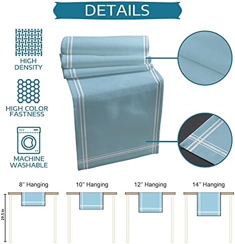 Smile Sunflower Baby Blue Table Runner, Burlap Table Runners 120 inches Long,Farmhouse Style Solid Color Table Runner for Wedding Holiday Party Dinner,Dresser Scarf Decor - Image 7