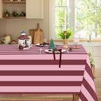 Fanqisi 2 Packs Red and Pink Striped Tablecloth 57 x 84 InchRomantic Valentine's Day Table Cloth Waterproof Rectangle Table Cover for Wedding Birthday Baby Shower Outdoor Summer Party Decoration - Image 2