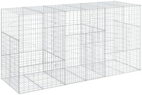 vidaXL Gabion Basket with Cover 118.1"x39.4"x59.1" Galvanized Iron - Image 7