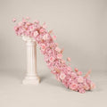 72inch Aisle Flower Garland with Chiffon Sheer Drape, Mixed Pink Artificial Flowers Rose with Hydrangea, Floral Runner for Wedding Arch, Backdrop, Reception Table Decor, Ceremony Pathway by Unknown