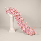 72inch Aisle Flower Garland with Chiffon Sheer Drape, Mixed Pink Artificial Flowers Rose with Hydrangea, Floral Runner for Wedding Arch, Backdrop, Reception Table Decor, Ceremony Pathway by Unknown