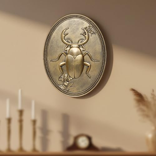Newinhome Vintage Beetle Wall Sculpture, Antique Wall Decor, Ladybug Wall Decor, Hanging Decoration with Embossed Beetle Design, Vintage Decor for Living Room Bedroom and Hallway, Housewarming Gift - Image 2