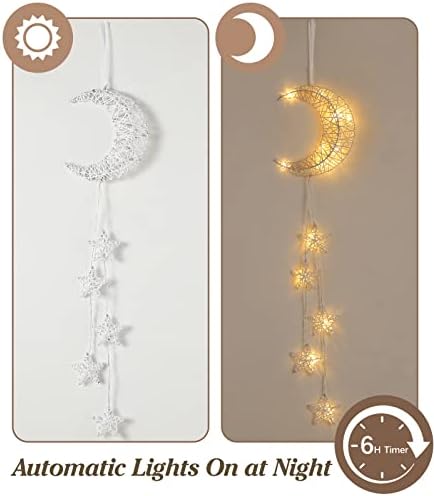 Lewondr Hanging Light, Moon Star Fairy Lights Indoor Decorative Lights - Image 5