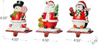 Glitzhome Christmas Stocking Holders, Set of 3 Santa Snowman Penguin Mantel Decor with Weighted Base, Festive Jack-in-The-Box Design for Fireplace, Holiday Sock Hangers - Image 6