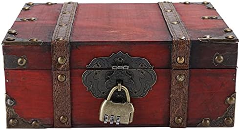 Vintage Red Wooden Storage Box, Rustic Jewelry Chest & Keepsake Organizer by Teamsky
