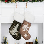 GEXWORLDWIDE GEX Christmas Stockings 2 Pack for Family Soft Suede with Rope Stitch Embroidery Large 20" Fluffy Faux Fur Rustic Farmhouse Country Stockings for Xmas Fireplace Decoration (Set of 2) by GEXWorldwide