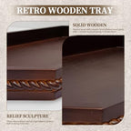 Decorative Tray with Pattern Farmhouse Wooden Serving Tray - Image 4