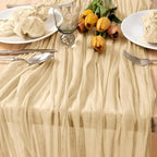 Champagne Cheesecloth Table Runner Farmhouse Fall Table Runner 10ft, 8 Pack - Image 3