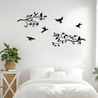 Harikikochuu 4PCS Large Birds on Branch Metal Wall Art Decor,Black Leaves with Birds Silhouette Art Metal Leaves with Hummingbirds Outdoor Wall Decor for Livingroom Balcony Garden Patio Decor. - Image 5