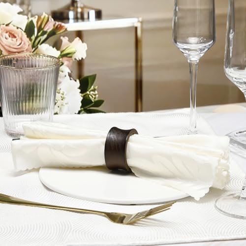 Zhehao 50 Pcs Wood Napkin Rings Acacia Napkin Buckles, Concave Edge, Brown - Image 4