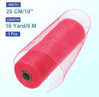 MECCANIXITY 3pcs 10 Inch Poly Burlap Mesh for Wreath, Decorative Mesh Fabric Ribbon 10 Yard for Fall Easter Christmas Flower Bow, Bright Red - Image 2
