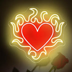 Flaming Heart Neon Sign Cool Wedding Neon Led Light Personalized Gift Idea for Her on Valentines Day, Aesthetic Heart Flame Wall Art Decor, Dark Gothic Wall Art, Birthday Gift, Witch Decor-13.8" - Image 2