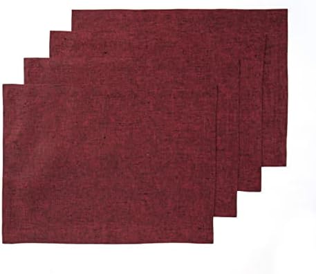 Solino Home 100% Linen Placemats Red Garnet, Athena 14 x 19 in, Set of 4 by SolinoHome