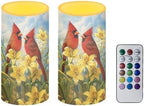 Cardinal Bird Flameless Candles 2 Pack 6 x 3 inch Battery Operated Candles with Multicolor Timer Remote Control LED Fake Candles for Warm Light Dinner Table Home Decor - Image 2