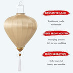 2 Pcs Chinese Lanterns Hanging Paper Lanterns，Multi-Color 12 in Silk Lantern Chinese Party Wedding Decorations (Champagne) - Image 3