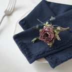 Handmade Cloth Napkins 100% Cotton Napkins with Fringe，Delicate Handmade Cloth Napkins for Dinners, Parties, Weddings and More，18 x 18 Inch Set of 12 - Navy Blue - Image 2