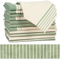 Sage Green Striped Napkins, Farmhouse Set of 12 Linen Dinner Napkins, Reusable & Washable 17x17 Inches for Everyday Use by Besaomeom