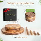 4 Tier Cupcake Stand, Cupcake Tower Stand 50 Cupcakes, Coasters Set of 4 Free, Halloween Cupcake Stand, Wooden Dessert Display for Birthday, Perfect for Tiered Cake Stand Enthusiasts - Image 2