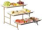 Gibson Home Gracious Dining Dinnerware, 3-Tier Rectangle Plate Serving Set with Gold Metal Stand, White by GibsonHomewares