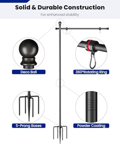 Koutemie 10FT In Ground Flag Pole Holder for Outside House for 3x5 Flags - Image 4