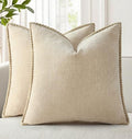 decorUhome Soft Chenille Throw Pillow Covers 26x26 Set of 2 Beige by decorUhome