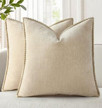 decorUhome Soft Chenille Throw Pillow Covers 26x26 Set of 2 Beige by decorUhome