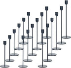 18 Pcs Black Candle Holders Set, Vintage Taper & Pillar Candle Sticks for Wedding, Dining Table, Fireplace Mantel, Elegant Home Decor, Housewarming Gift, Festive Centerpiece by KDJFIIH