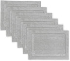 Solino Home 100% Pure Linen Placemats Grey Hemstitch, 14 x 19 in, Set of 6 by SolinoHome
