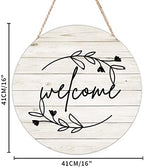 Cheyan Round Front Door Sign Welcome Wood Sign with Quote for Room Wall Decor Natural Wood Bedroom Living Room Hanging Rustic Farmhouse Decor 16"x16" - Image 3