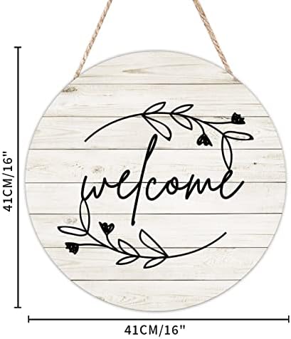 Cheyan Round Front Door Sign Welcome Wood Sign with Quote for Room Wall Decor Natural Wood Bedroom Living Room Hanging Rustic Farmhouse Decor 16"x16" - Image 3