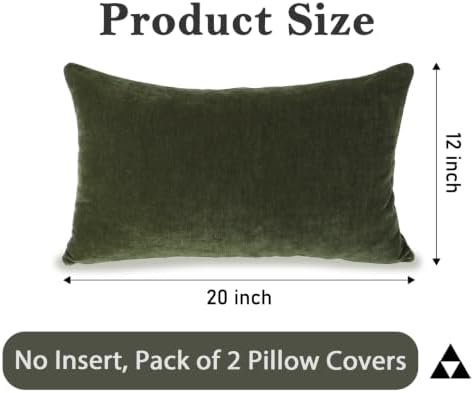 JoraLion Chenille Lumbar Pillow Covers 12x20 inch Moss Green - Image 3