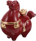 Red Ceramic Horse Statue for Lunar New Year Decorations, Miniature Chinese Figurine Invoking Luck and Success with Authentic Artistic Appeal, Fortune Feng Shui Ornament for Home by JOYOFREELY