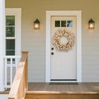 24 Inch White Floral Wreaths for Front Door - Spring Summer Decor with Artificial Eucalyptus, Boxwood & Grain Stems, All Season Farmhouse Wreath for Indoor Outdoor - Image 4